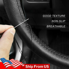 Diy Leather Car Steering Wheel Cover Needle Thread Anti-slip Black 15 Us Seller