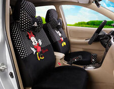 18pcsset New Women Plush Cartoon Mickey Mouse Universal Car Seat Cover Balck