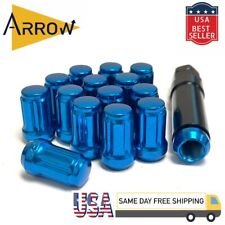 20x Blue 12-20 Spline Tuner Style Lug Nuts And Key Fit Ford Models