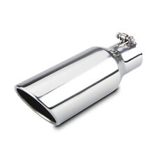 Stainless Steel Exhaust Tip Rolled Edge 2.5 Inlet 4 Outlet 12 Long Angle Cut