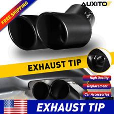 Black Dual Exhaust Tip 2.4 Inlet 2.5 Outlet Stainless Steel Bolt On Universal