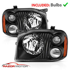 2001-2004 Replacement Black Headlight Pair For Frontier With Hilo Bulb