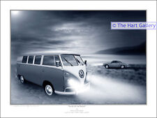 Vw Volkswagen Split Screen Camper Van Karmann Ghia Signed Car Print Picture