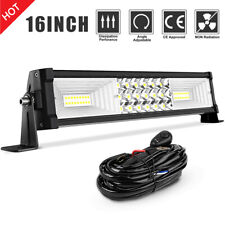 16inch Tri-row Combo Led Light Bar Spot Flood Combo For Jeep Truck Suv Wiring