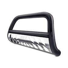 For Chevy Silverado 1500 Classic 07 Aries 3 Black Bull Bar W Brushed Skid Plate