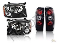 Black Housing Headlights Tail Lights Lamps For 01-04 Nissan Frontier Rh Lh