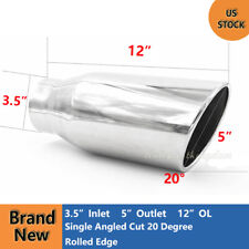 3.5 Inlet - 5 Outlet - 12 Long Stainless Steel Rolled Edge Exhaust Tip