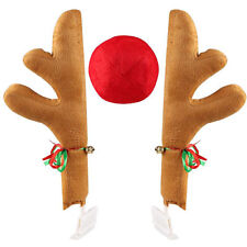 New Christmas Rudolf Reindeer Car Antlers Nose Auto Decoration Automotive 3pc