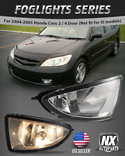 For 2004-2005 Honda Civic 24 Door Fog Lights Black Clear Projectors Lamps Pairs