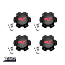 4 X Moto Metal Wheel Center Cap Satin Black W Red Tint 1079l145sgbmo1rc