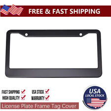 Black License Plate Frame Tag Cover Metal Stainless Front Back Universal Car Usa
