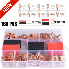 160pcs Battery Cable Ends Copper Wire Lugs Assortment Kit Awg 2 4 6 8 10 Gauge