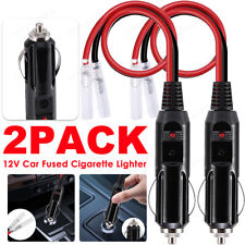 12v Car Fused Cigarette Lighter Male Plug Replacement With Leads Led Light Usa