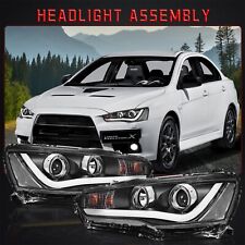 For Mitsubishi Lancer Evo 2008-2017 Headlights Assembly Pair Black Projector
