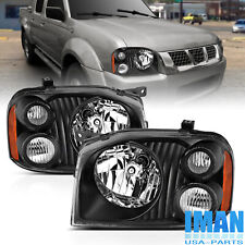 2pcs Black Housing Front Headlights Lamps For Nissan Frontier Base Xe 2001-2004