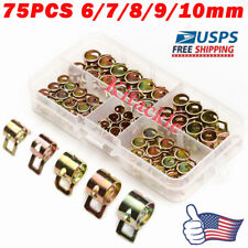 75x Hose Spring Clamps 6-10mm Fastener Fuel Water Line Pipe Air Tube Clips Kit