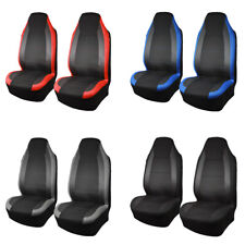 Front Car Seat Covers Universal Set Carbon Fiber Armrest Back Pocket High Back