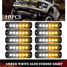 10x 6 Led Amberwhite Side Marker Flash Emergency Strobe Light Bar Kit Tow Truck