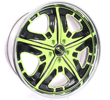 Foose Knight 2pc Gloss Black Green Chrome Lip 19x8.5 45 Wheels Set Of Rims