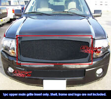 Fits 2007-2014 Ford Expedition Main Upper Stainless Black Mesh Grille Insert