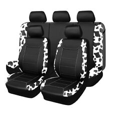 Universal Cow Car Seat Covers Cute Faux Leather Easy Installation Carbon Fiber