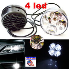 2 Pcs White 4 Led Round Car Drl Daytime Running Lights Fog Lamp Kits 12v Us