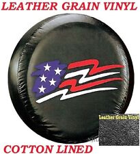 Lined Vinyl Spare Tire Cover 26.5- 28.7 Leather Grain Flag Image 26 27 28