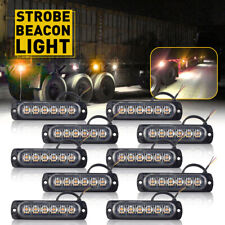10pcs Amber Side Marker Flash Emergency Strobe Light Bar Kit For Tow Car Truck