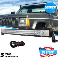 50inch Led Light Bar Curved Flood Spot Roof Driving Lamp For Jeep Cherokee Xj