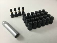 Set 24 12 X20 Spline Tuner Lug Nut Kit 1.4 Long Black Lugs Key 4 Valve Stems