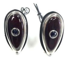 1938-39 Ford Teardrop Tail Lights Red Glass Lens Pair 12 Volt And Blue Dots