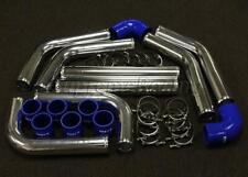 Chrome 3 Diy Turbo Intercooler Piping Kit 8pc Blue Silicone Couplers T-clamp