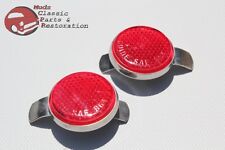 49-50 Chevy Rear Lamp Bezel Red Tail Light Reflectors Guide Sae Script Pair New