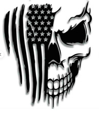 Distressed Skull America Flag Skeleton Vinyl Car Decal Sticker Usa Truck Window