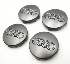 Set Of 4 2.36 Inch 60mm Car Rim Wheel Center Hub Caps Emblems For Audi Gray