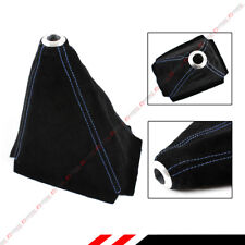 Black Suede Manual Shift Shifter Boot Cover With Blue Stitching For Honda
