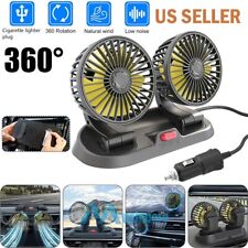 12v Dual Head Car Fan Portable Vehicle Truck 360 Rotatable Auto Cooling Cooler