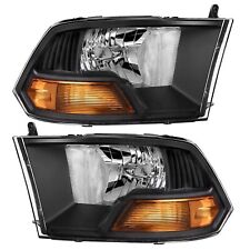 Weelmoto Headlights For 2009-2012 Dodge Ram 1500 2500 3500 Black Headlamps Pair