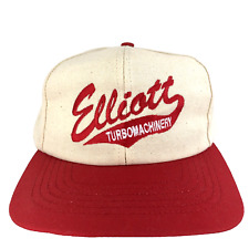 Vtg Elliott Turbo Machinery Hat Script Logo Made Usa Snap Back Baseball Dad Cap