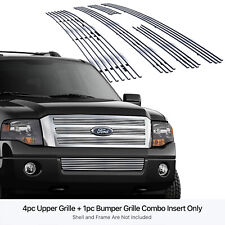 Fits 2007-2014 Ford Expedition Stainless Steel Chrome Billet Grille Insert Combo