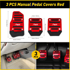 3x Red Aluminum Non-slip Manual Car Brake Pedals Pad Covers Set Universal Oxilam