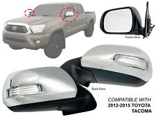 For 2012-2015 Toyota Tacoma Mirror With Signal Light Chrome Cap 2pcs A Pair Set