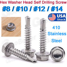 8-14 Hex Washer Head Self Drilling Sheet Metal Tek Screws 410 Stainless Steel