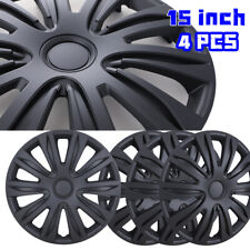 15 Set Of 4 Black Matte Wheel Covers Snap On Hub Caps Fit R15 Tiresteel Rim