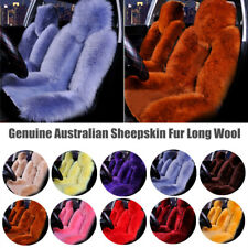 Genuine Australian Sheepskin Fur Long Wool Universal Car Front Seat Cover Winter