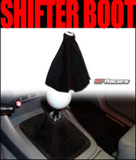 Universal Black Suede Red Stitch Shifter Shift Gear Boot Cover Manualauto G26