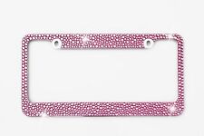 Pink Mix Size Crystal Rhinestones License Plate Frame 7 Rows Special Bling Offer