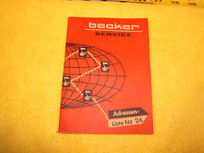 Mercedes 1960s W108 W111 Becker Radiowerke Gmbh. World Serivce Small 1 Booklet
