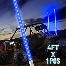 4ft Led Lighted Antenna Whip W Flag Pole Blue For Atv Polaris Rzr Jeep Buggy Us