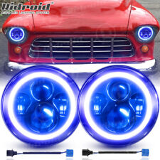 For 1947-1958 1959 Chevrolet 3100 Truck 7 Inch Round Led Headlights W Blue Drl